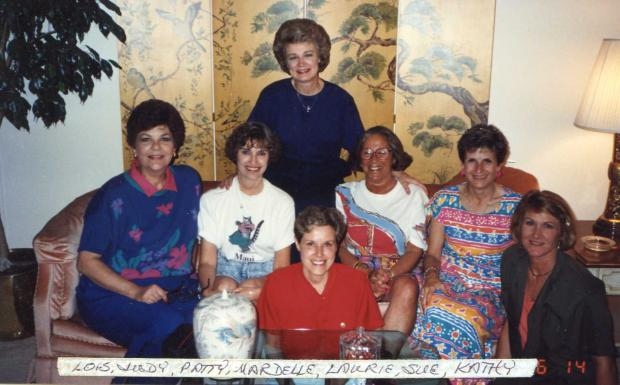 1990 at Pat Edgerton's- Lois Larsen, Judy Anderson, Laurie Kier, Sue Laster, Mardelle Abram & Cathy Smedes