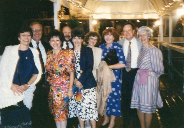 1990 Ken Drews 50th Birthday- Helen Bishop, Ken Drews, Roz Rosenberg, John Collier, Betty Strayer, Mary Gaskell, Julie Hartoft, Jeff Gaskell & Ann Mack