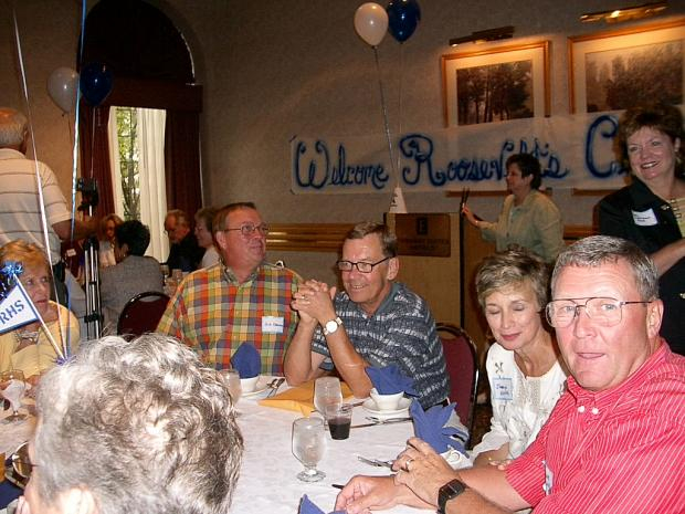 Bob Kreamer, Bill Cleveland, Sharyl and Edgar Smith.  Background: Sue Lynn Faller & Beth Kesterson Reed