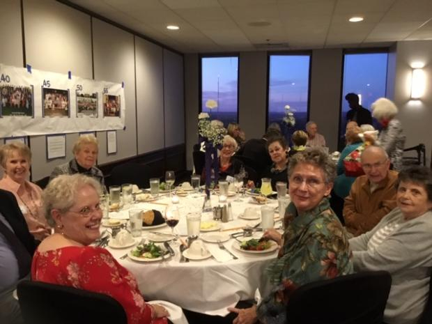 Dinner Embassy Club Mardelle Abram Oakley, Bev Lewis, Sue Lynn Faller,  Joel Faller, Roz Rosenberg, Martha MacKinnon Karles, Ellen Corwin, Penny Peterson Kaiser, Bob Kaiser